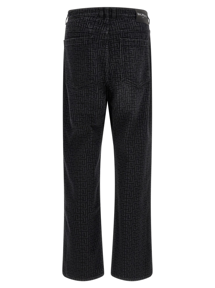 Balmain Monogram Pattern Jeans - Nero | 86df3af61d8c774f73df12ea77dc40f44583df7a