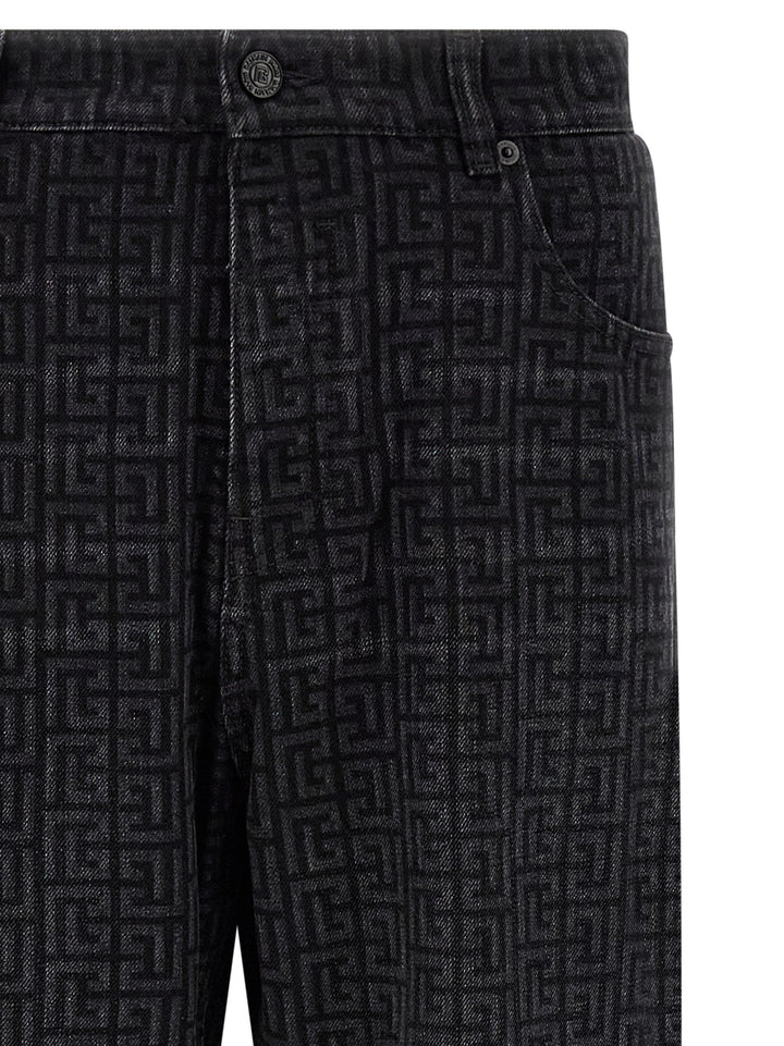 Balmain Monogram Pattern Jeans - Nero | fffdac7f917e13d9d3c5c6bb2a741f1364a4e967