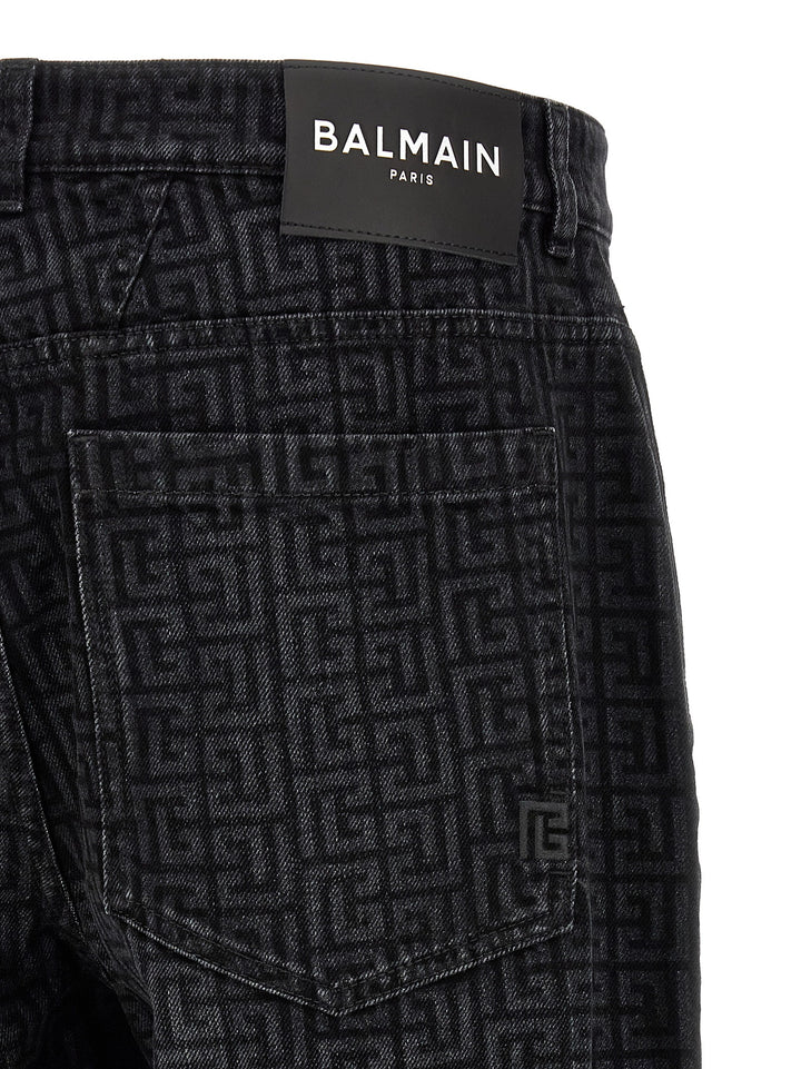 Balmain Monogram Pattern Jeans - Nero | 3b446ae75ed3f791cf0a63f136aeba9598e0c013