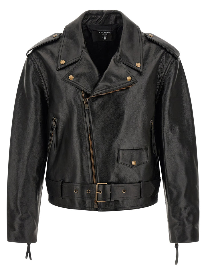 Balmain Biker Jacket Puffer Jackets - Nero | 41bdad9573cea5a383acdfce9340d4dd100e0832