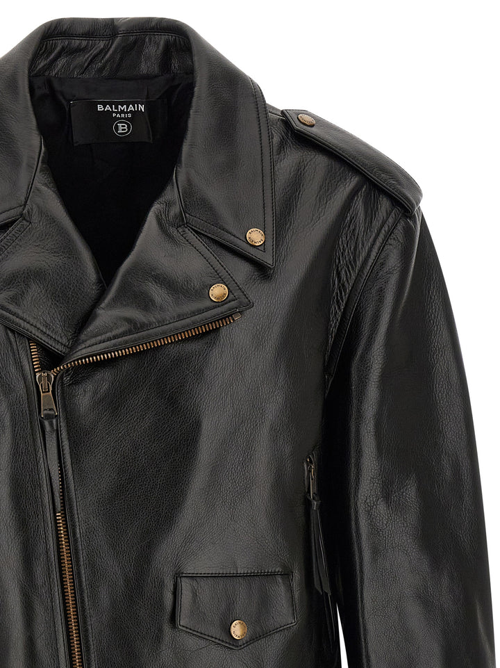 Balmain Biker Jacket Puffer Jackets - Nero | a25fc6ddcd6383e421eb228093ad5524f816e839