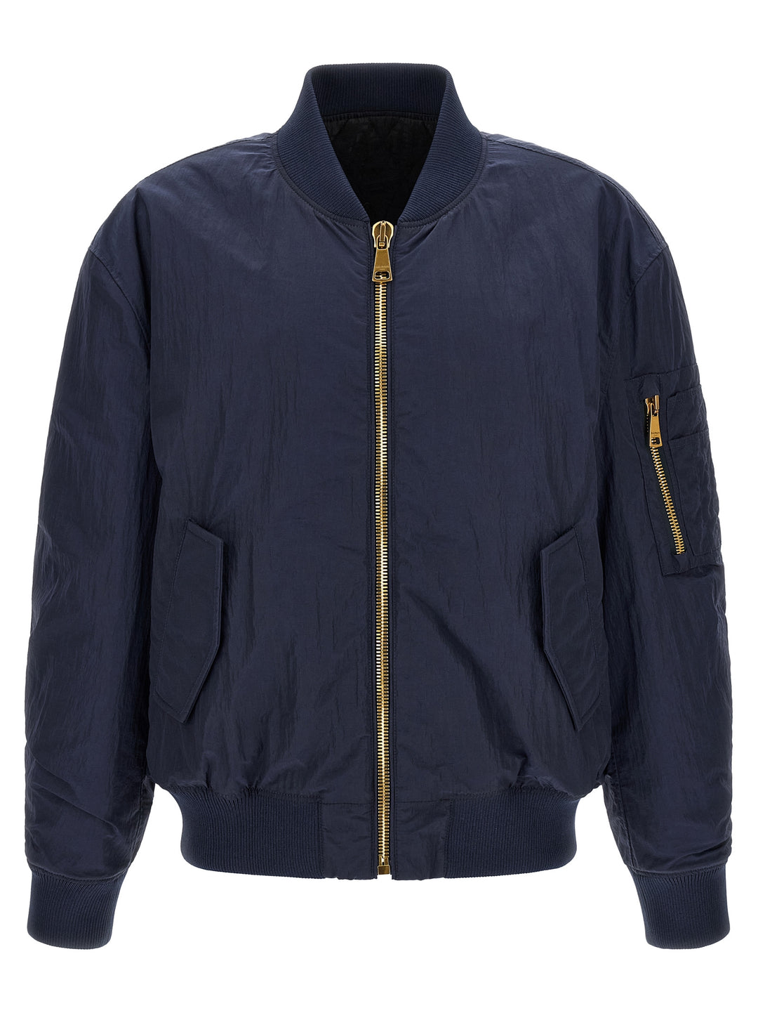 Balmain Logo Embroidery Bomber Jacket Puffer Jackets - Blu | 7016c8c28d9e3f10f954ad1e59655d82dd0bc6b1