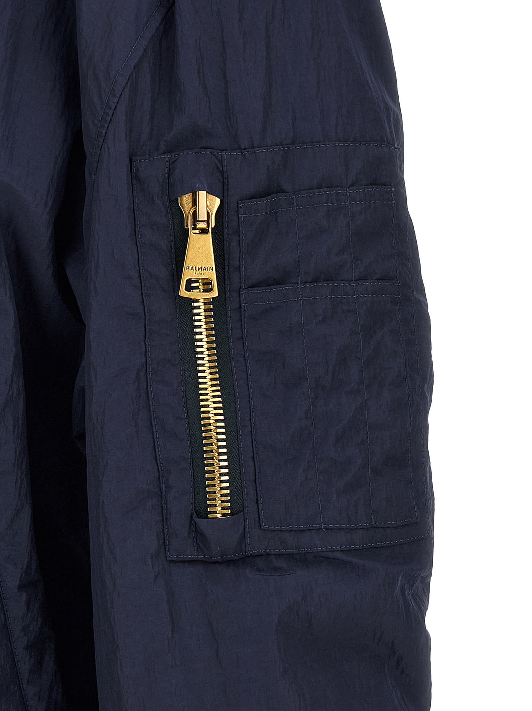 Balmain Logo Embroidery Bomber Jacket Puffer Jackets - Blu | 4aa6c936982f262746a13e50d44767c8d27135eb