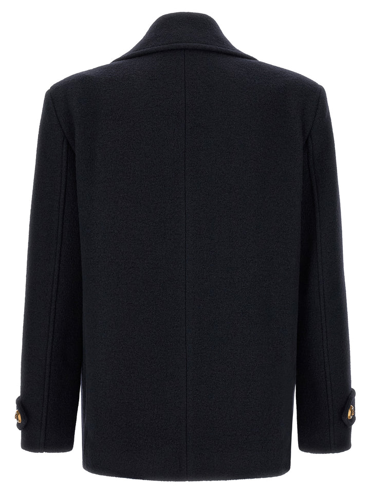 Balmain Wool Caban Trench e Impermeabili - Blu | b458b7968a952d196b4b838a36c118a8f887b8e4