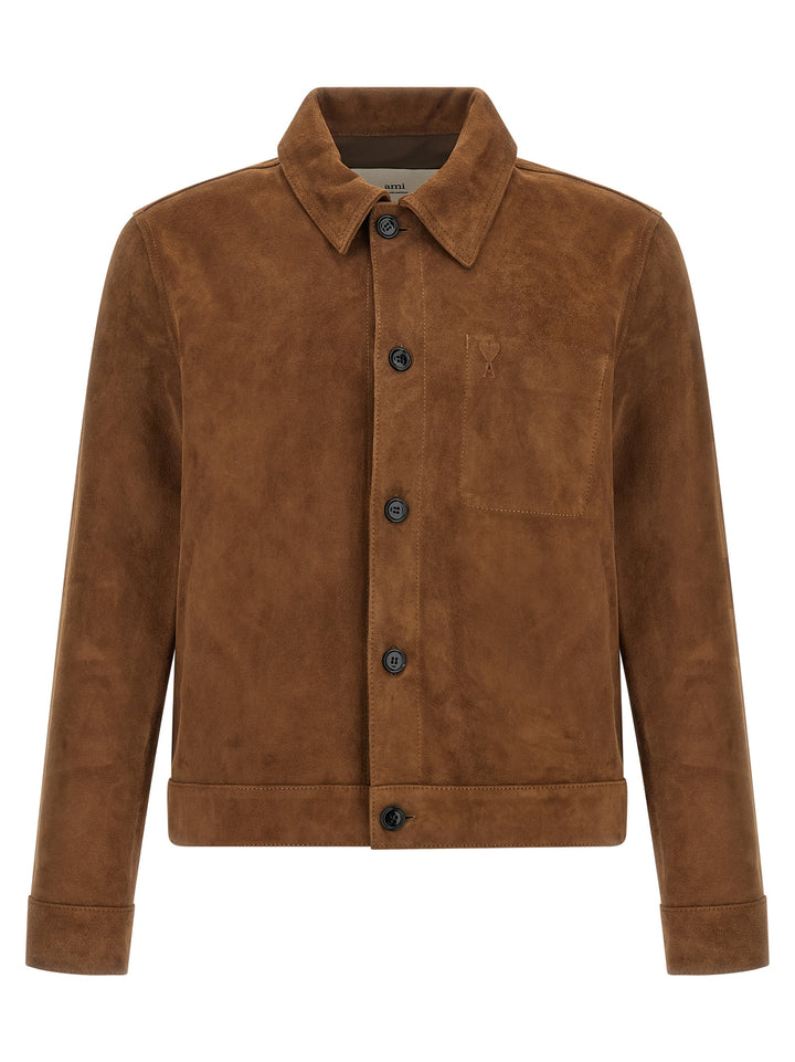 Ami Paris Suede Jacket Puffer Jackets - Marrone | a9d2fac518837c97982c93e009a340a4ba793ec5