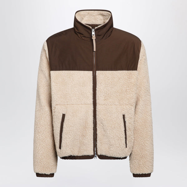 Beige Jacket In Polyester And Wool Blend