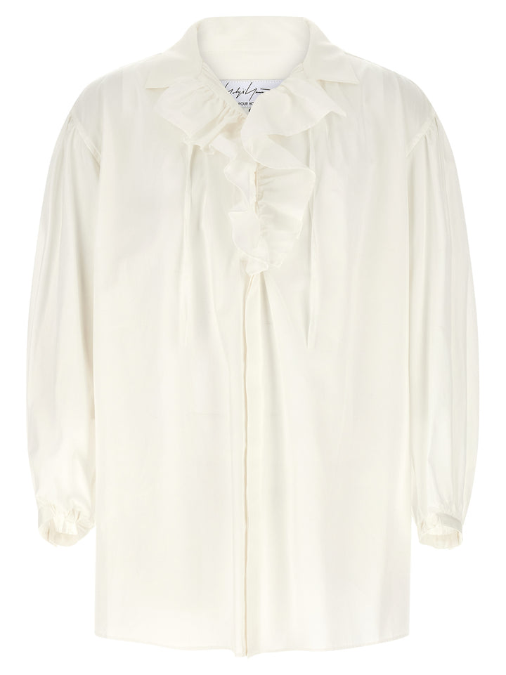 Yohji Yamamoto Frilled Gather Camicie - Bianco | c14b6e050400fe128a9b7349395e66ebf1a7a902