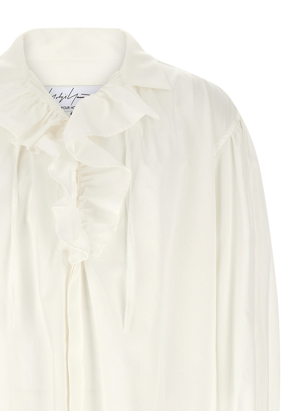 Yohji Yamamoto Frilled Gather Camicie - Bianco | 6ebe4c706749b2c4b374f5b1dda5a62421686150