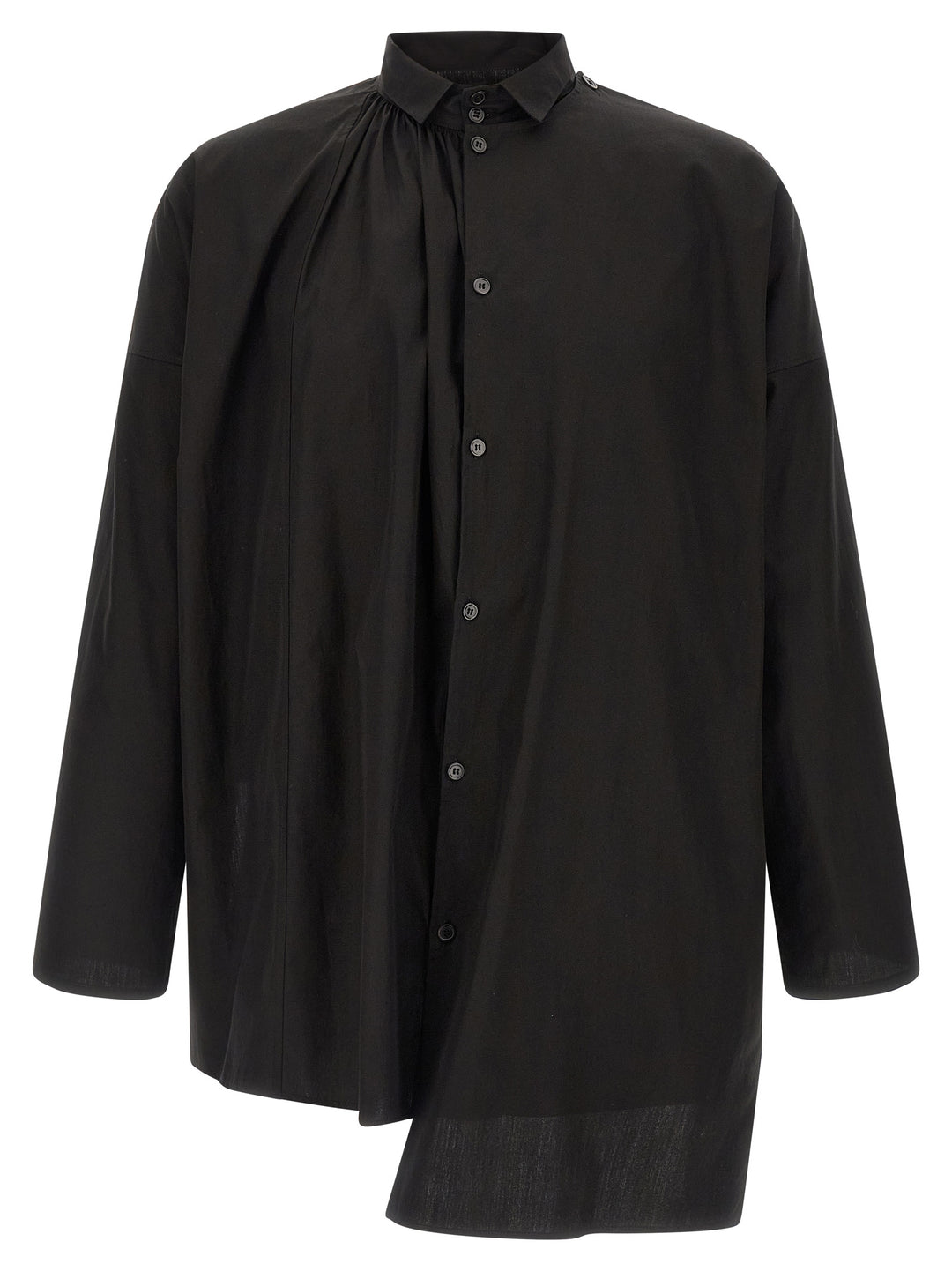 Yohji Yamamoto Collar Gather Double B Camicie - Nero | 5239397db05ebfa38b47267f777a8f4deabf6a01