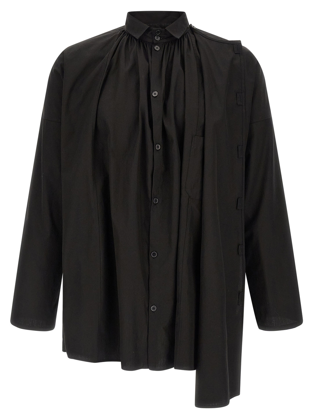 Yohji Yamamoto Collar Gather Double B Camicie - Nero | 51e9e97591ffbb6a2664b6235b9293c4bdd91f6f