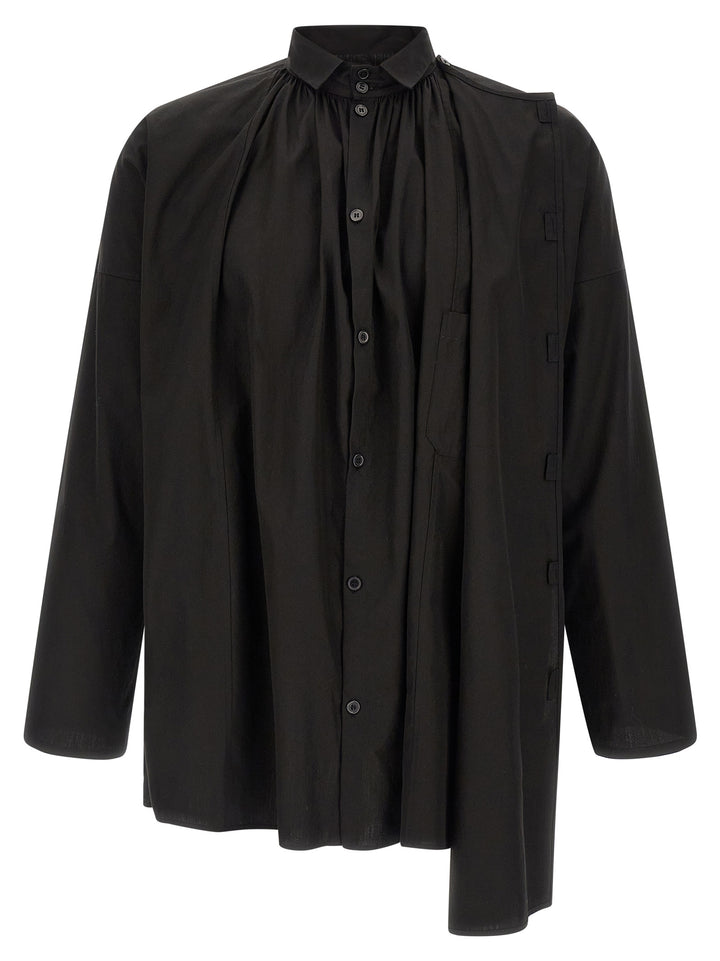 Yohji Yamamoto Collar Gather Double B Camicie - Nero | 51e9e97591ffbb6a2664b6235b9293c4bdd91f6f