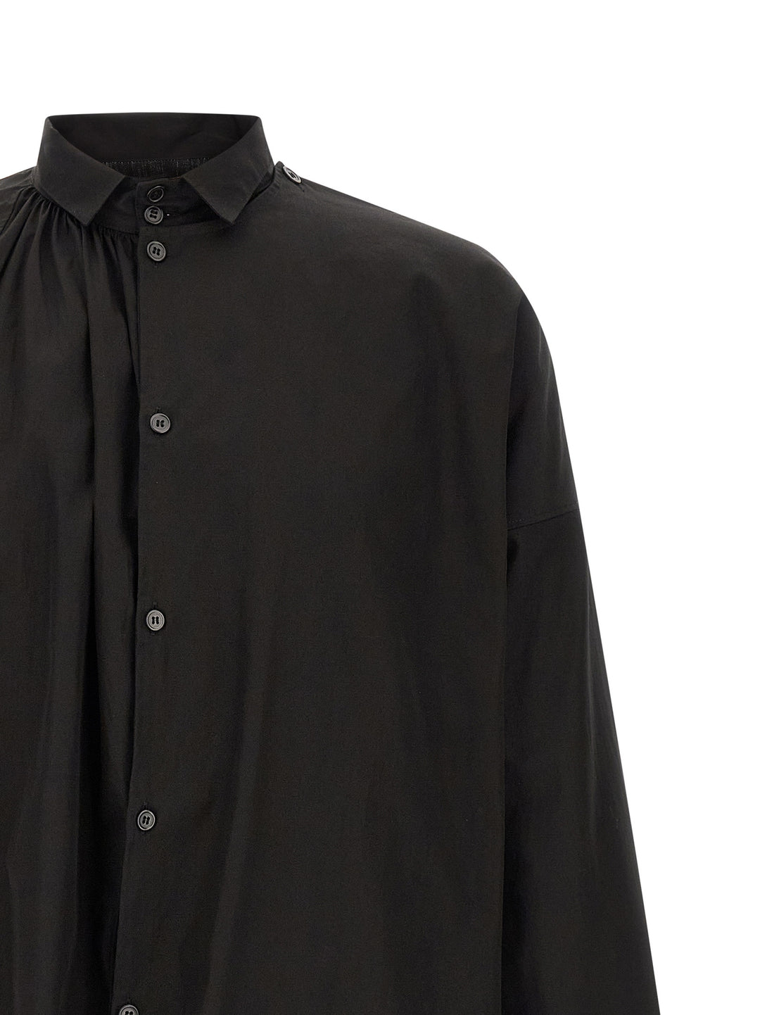 Yohji Yamamoto Collar Gather Double B Camicie - Nero | 69521e185b3c71b119055d85581a04c73725a6e4