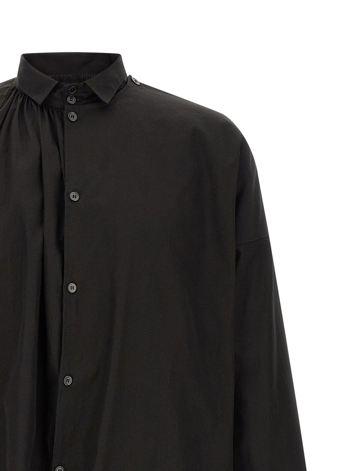 Yohji Yamamoto Collar Gather Double B Camicie - Nero | 69521e185b3c71b119055d85581a04c73725a6e4