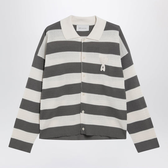 Ami De Coeur Striped Cotton Knit Cardigan