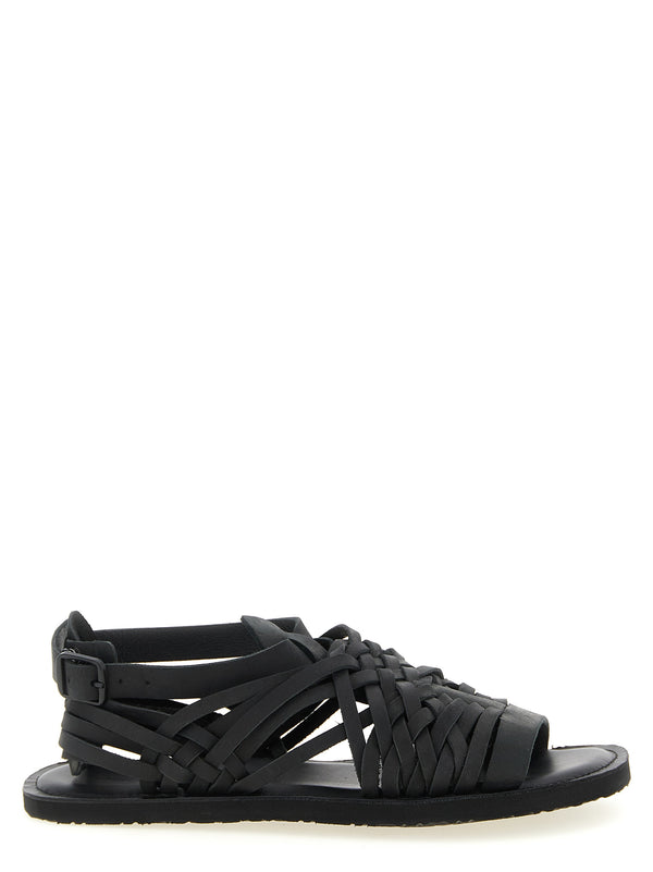 Braided Leather Sandali Nero