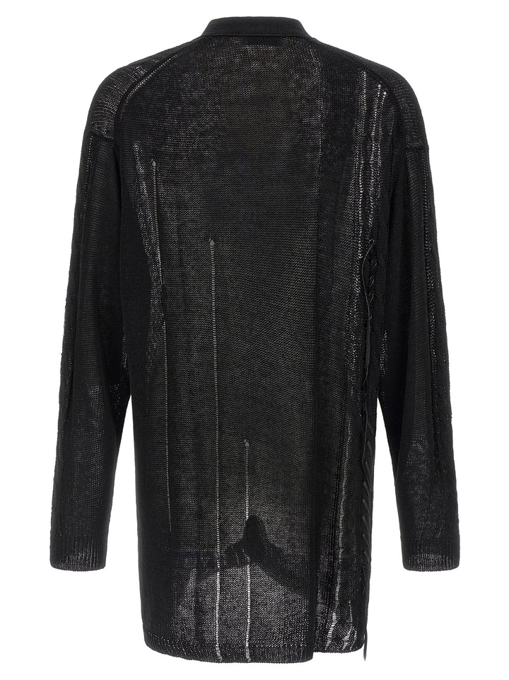 Yohji Yamamoto Lace Up Cardigan Maglioni - Nero | 23e83e1ff6e5e8ecf722088485a0da4ff730d4b1