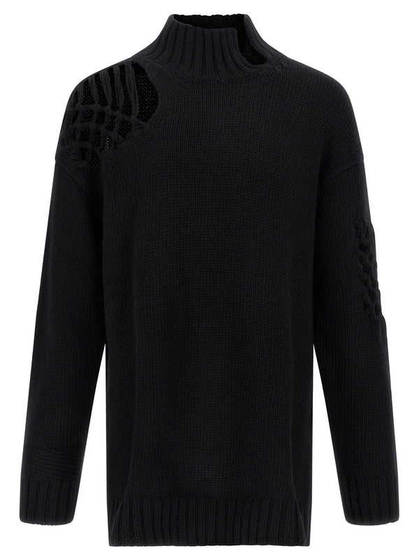 Macramé Insert Sweater Sweaters And Cardigans Black