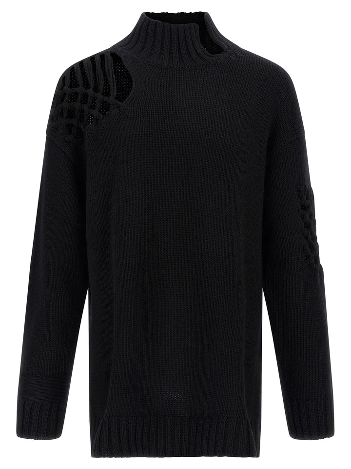 Yohji Yamamoto Macramé Insert Sweater Maglioni - Nero | 5665840948fec393d44e7a3265746db4a1f2afd4