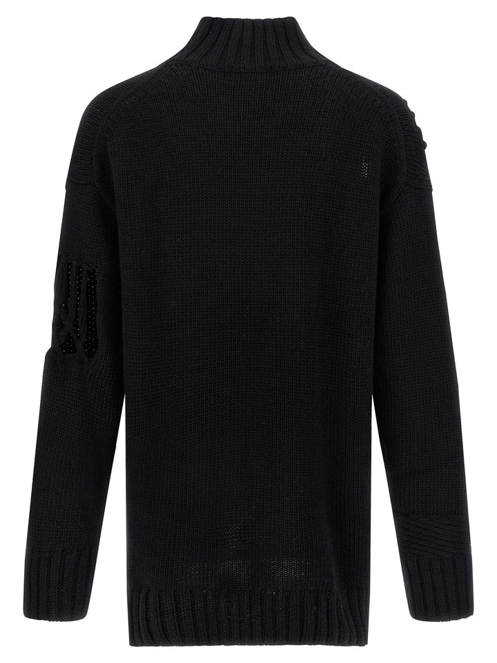 Yohji Yamamoto Macramé Insert Sweater Maglioni - Nero | 7c6ac96c70acb9dbf1d9fc628396a21d274a1629