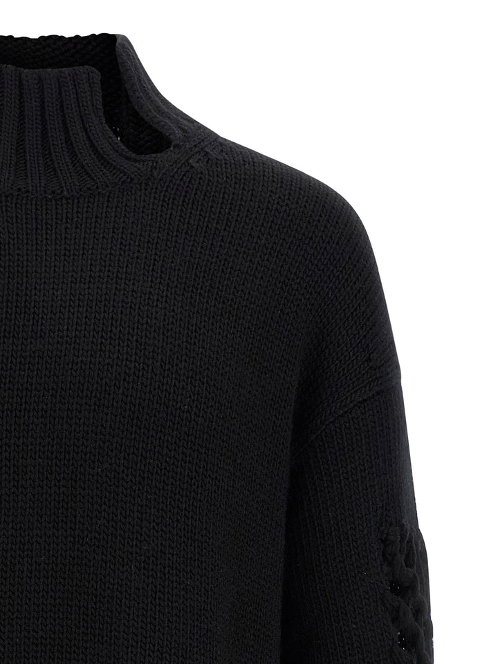 Yohji Yamamoto Macramé Insert Sweater Maglioni - Nero | 8e48f1e1a5086ceca2e2116e37858c68b1a73c20