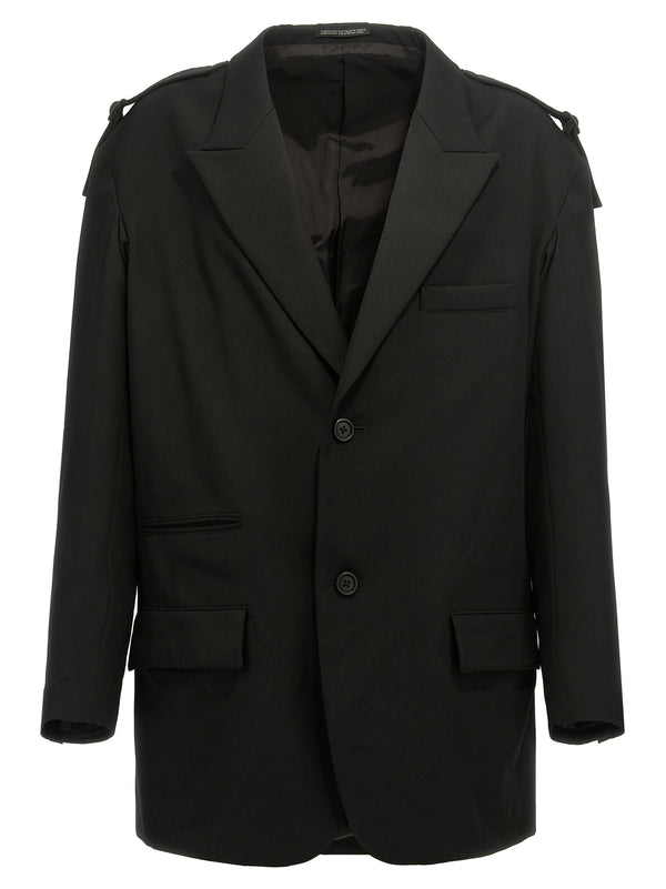 Single-Breasted With Strap Detail Blazer Black