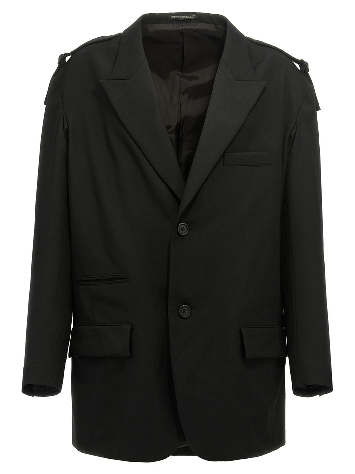 Yohji Yamamoto Single-Breasted  With Strap Detail Blazer - Nero | ad46a668122711464483396bf9f3175c41f0afb4