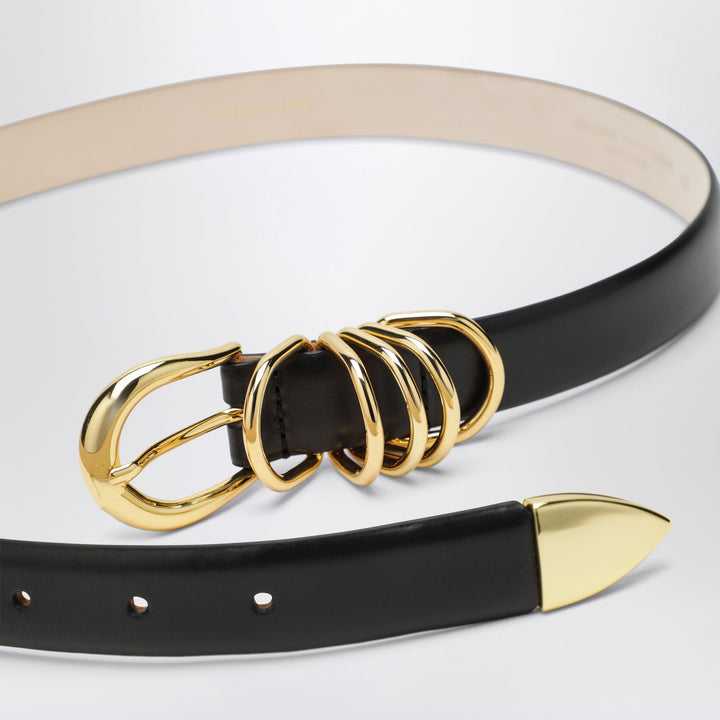 DéHanche Hollyhock Belt Black/Gold In Leather