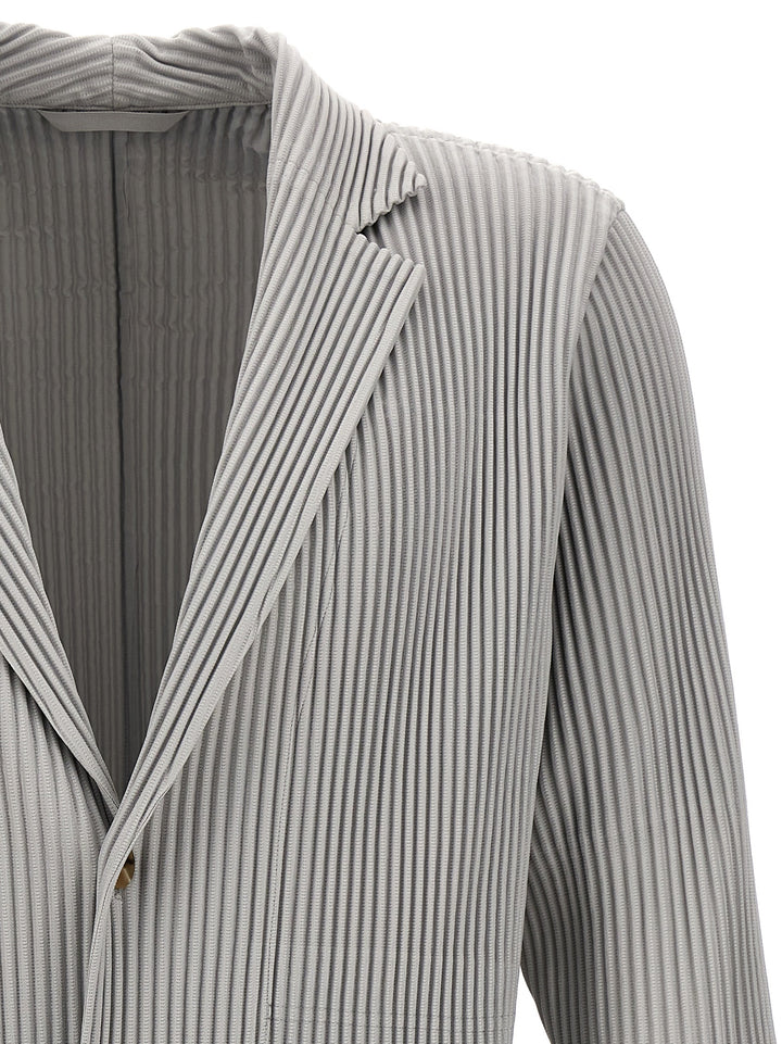 Homme Plisse' Issey Miyake Single-Breasted Pleated Blazer - Grigio | 3fe856a85739e967e30e1e87fa8d37b8f3fbff35