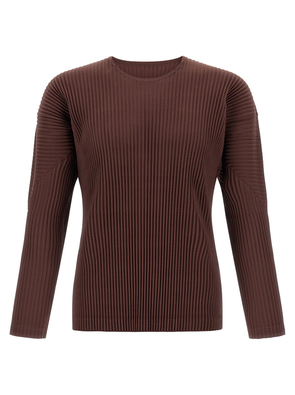 Color Pleats T Shirt Marrone