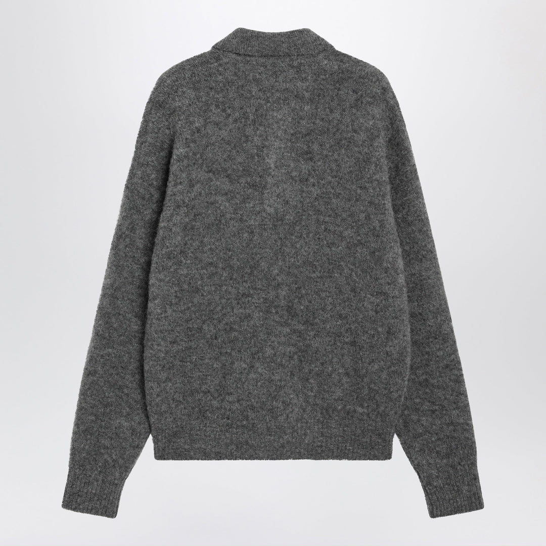 Ami Paris Anthrazitgraues Poloshirt aus Wolle und Alpaka