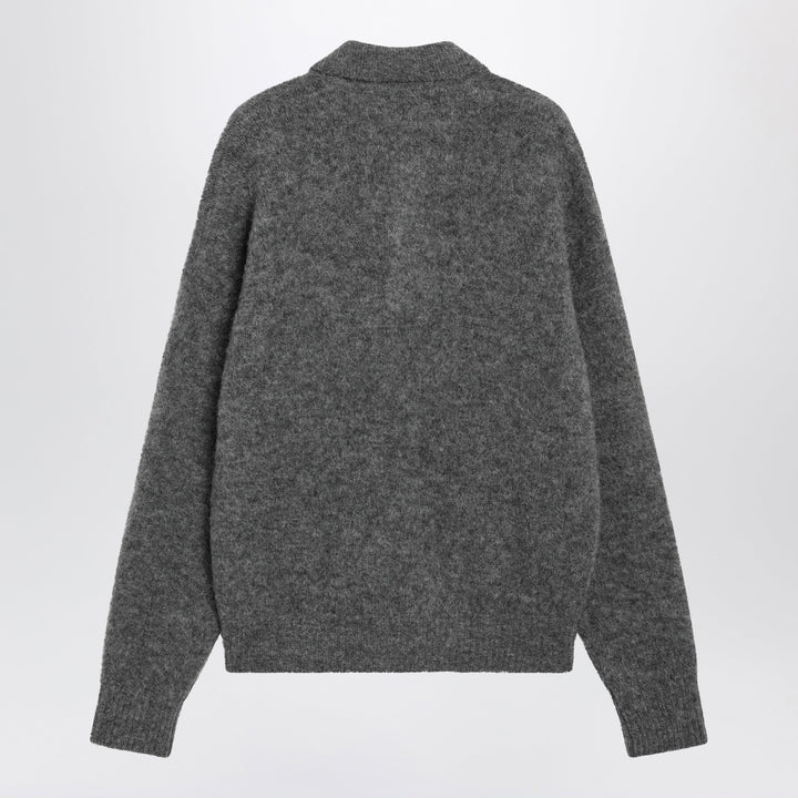 Ami Paris Anthrazitgraues Poloshirt aus Wolle und Alpaka