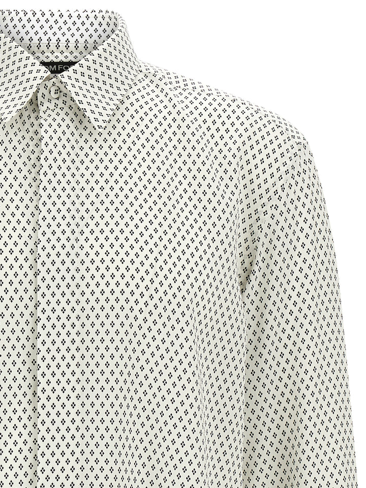 Tom Ford Micro-Print Shirt Camicie - Bianco/Nero | 1ab1a95167401aabc43157ad5e4cf5b792ee733c