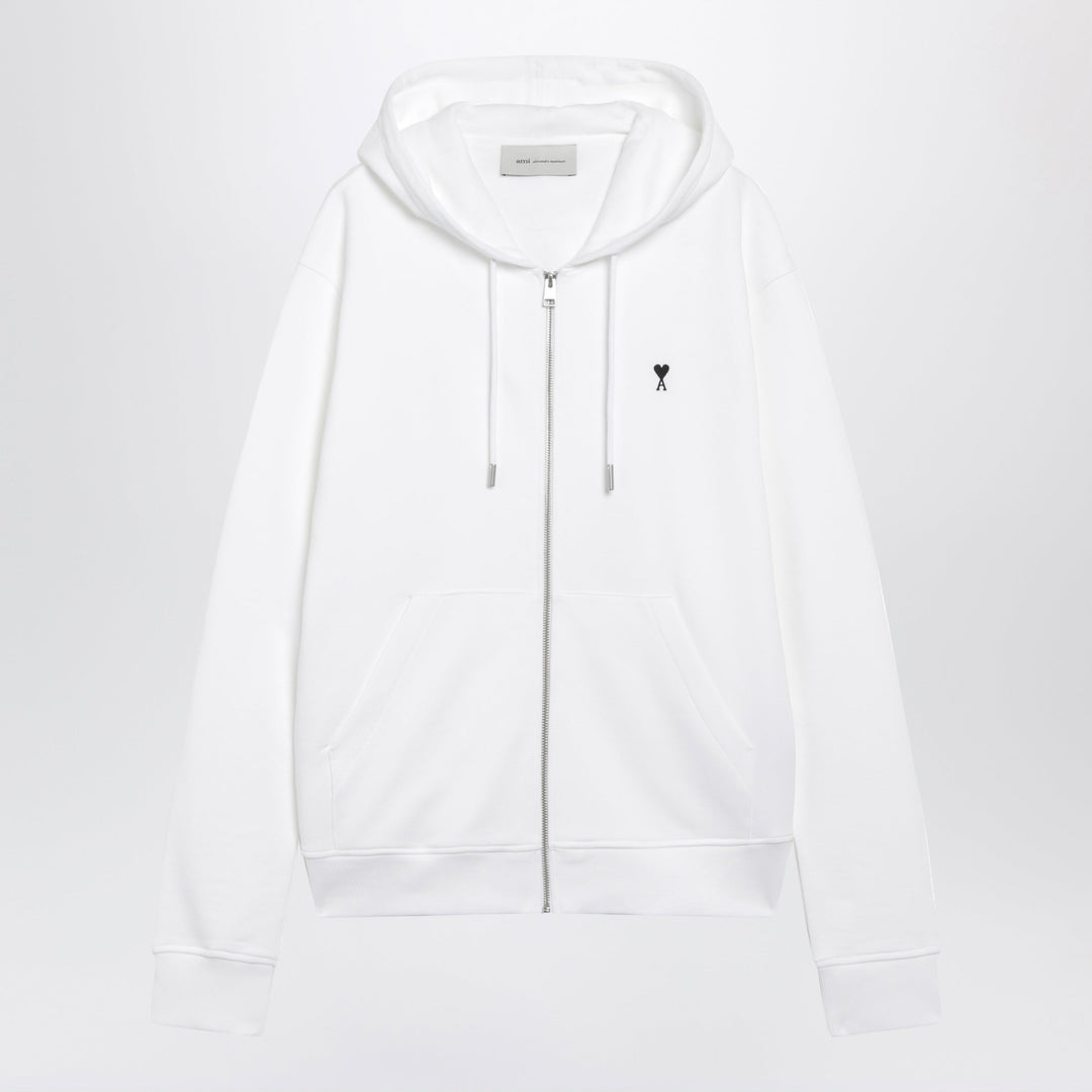 Ami Paris Ami De Coeur Zip-Up Sweatshirt White