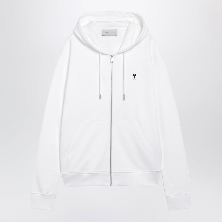 Ami Paris Ami De Coeur Zip-Up Sweatshirt White