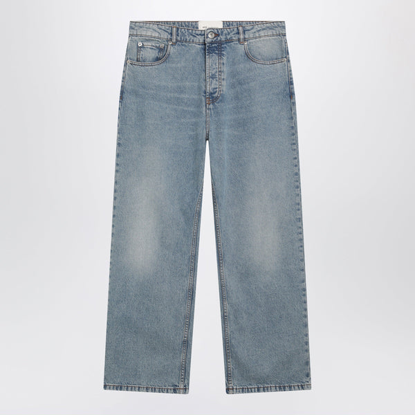 Wide-Leg Blue Denim Jeans