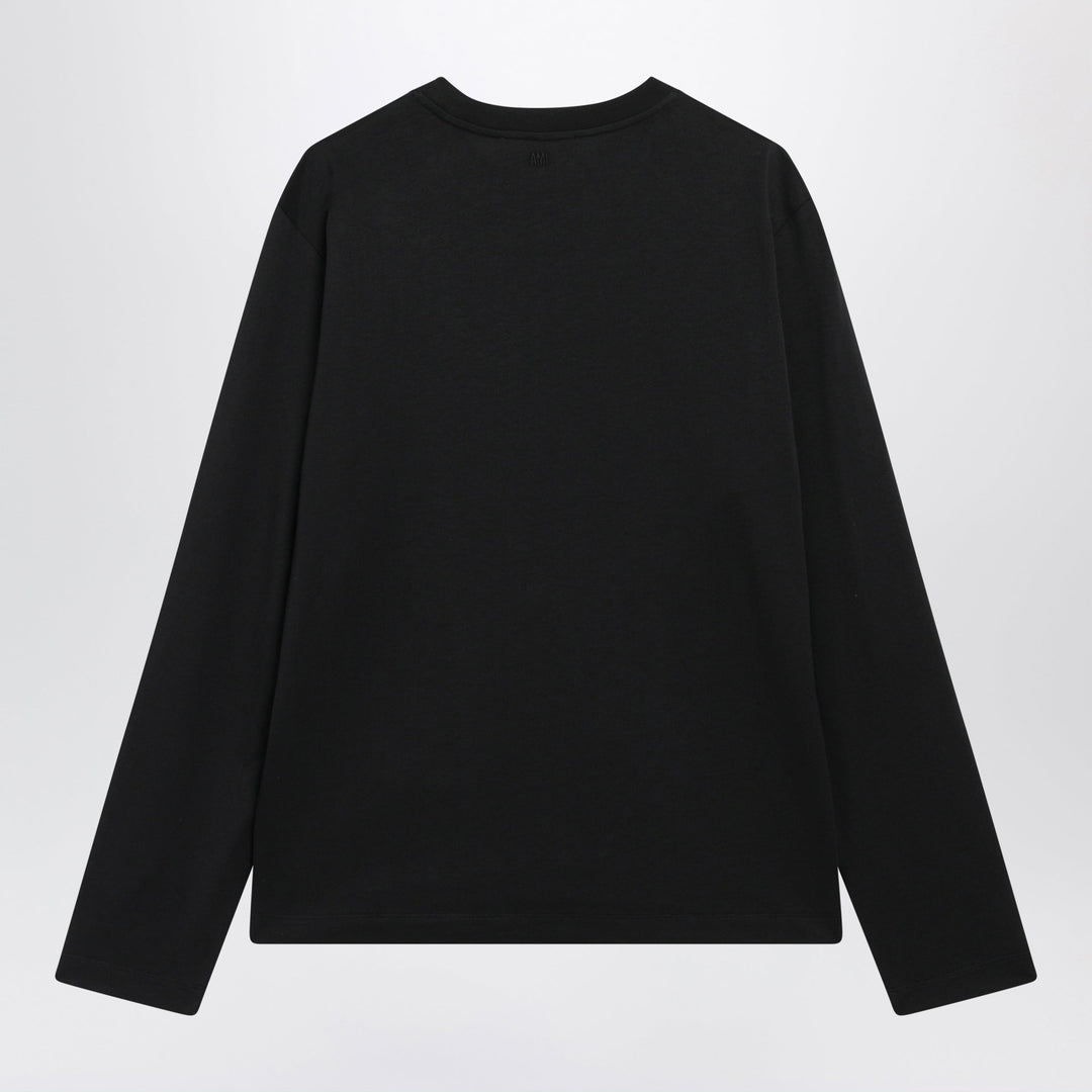 Ami Paris in Cotone Nero a Maniche Lunghe