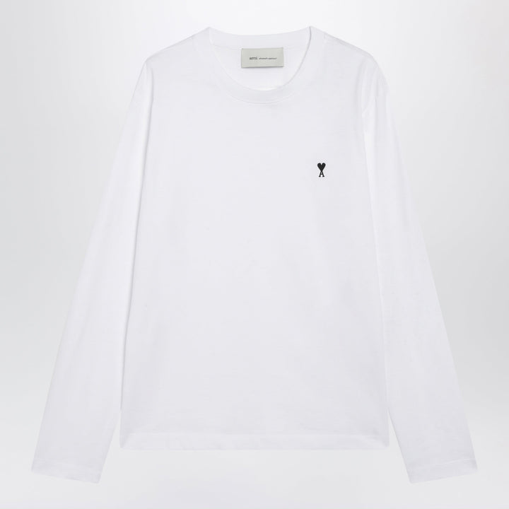 Ami Paris White Long-Sleeved Cotton T-Shirt