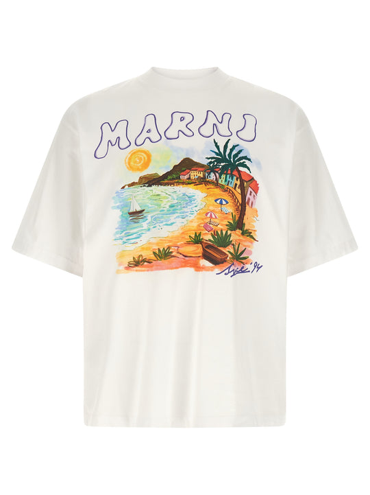 Marni Beach Since T Shirt Bianco