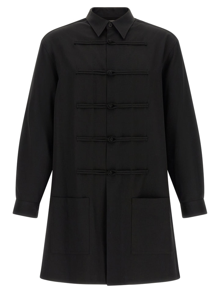 Yohji Yamamoto China Button Camicie - Nero | 82d545a0cd137b1bafe775850381ba46b5ff0b61