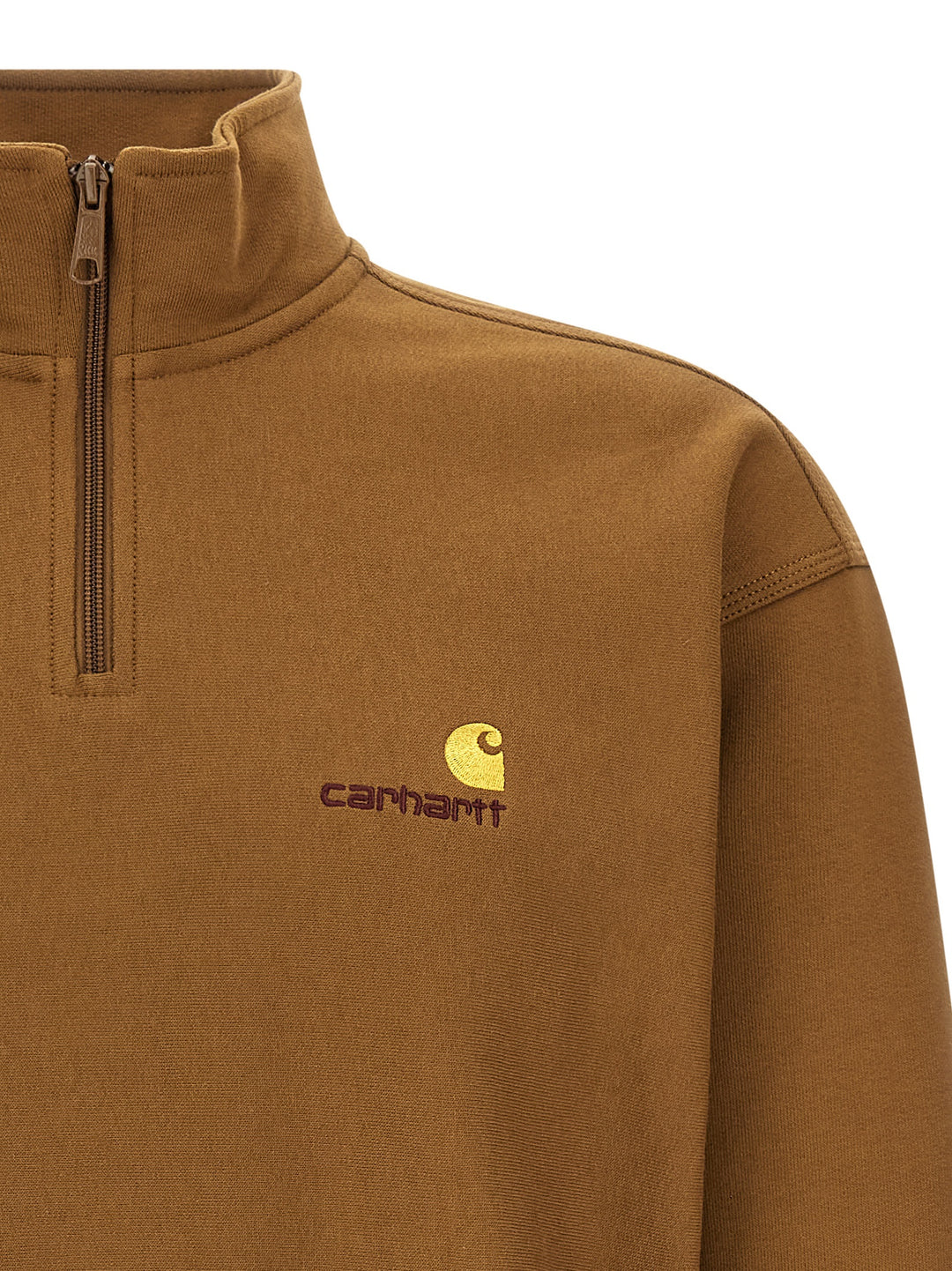 Carhartt Wip Half Zip American Script Sweat Felpe - Marrone | bd52a2dc09a0a355593be5faae794d681cf89293