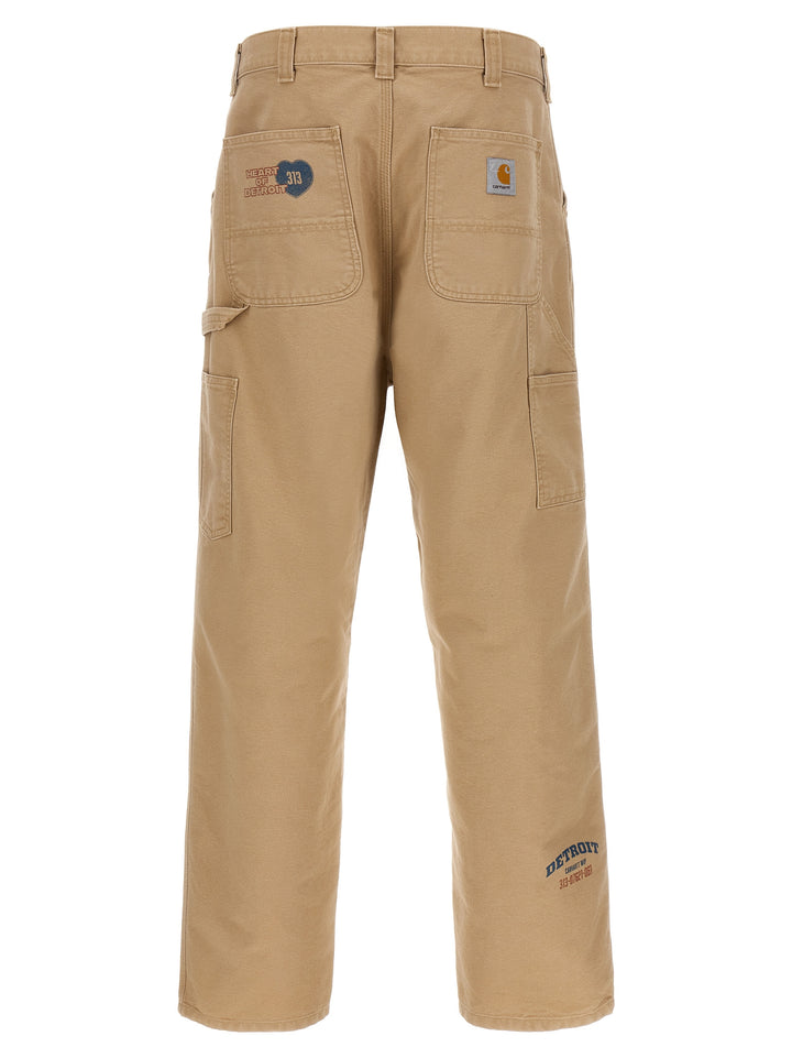 Carhartt Wip Single Knee Graphic Pantaloni - Beige | 1fa8d484b6d36baeb69675cdded9e2ea13dba11d