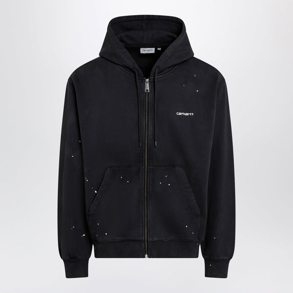 Hooded Painter Zip Jacket In Brushed Cotton, Grey