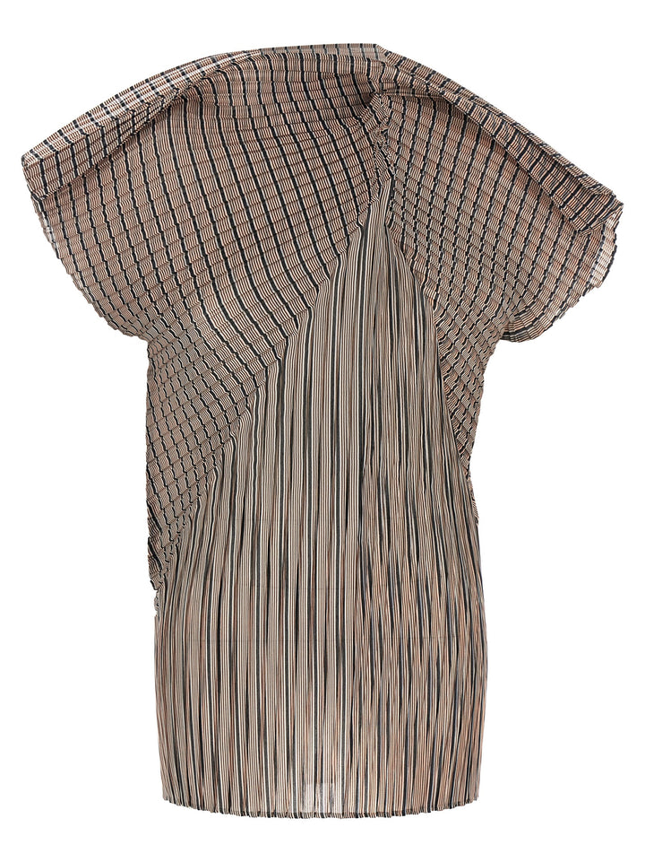 Issey Miyake Generic Stripes (Machine Pleats) Top - Marrone | edf6aa50412ef8d412cd337e504f9aaaaad79697