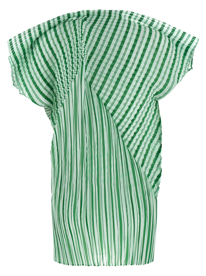 Issey Miyake Generic Stripes (Machine Pleats) Top - Verde | 5a423d7c2173ec633280194215c87701ef1de047