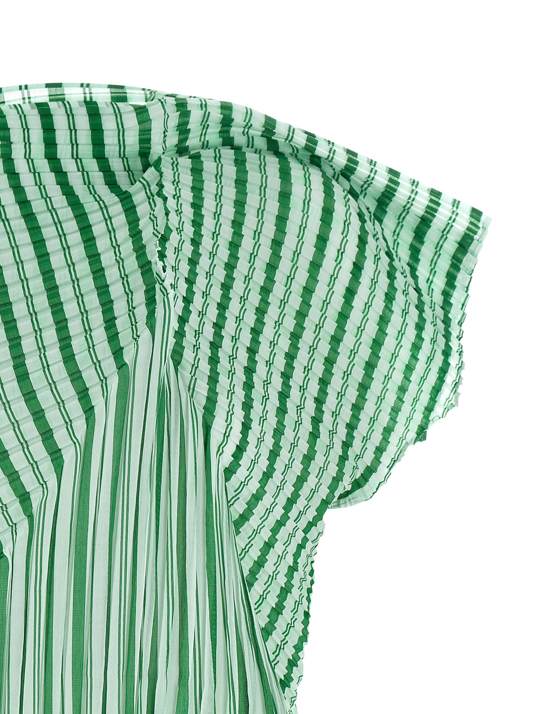 Issey Miyake Generic Stripes (Machine Pleats) Top - Verde | d7d68d426608cee0ae30795e424425fd23222250