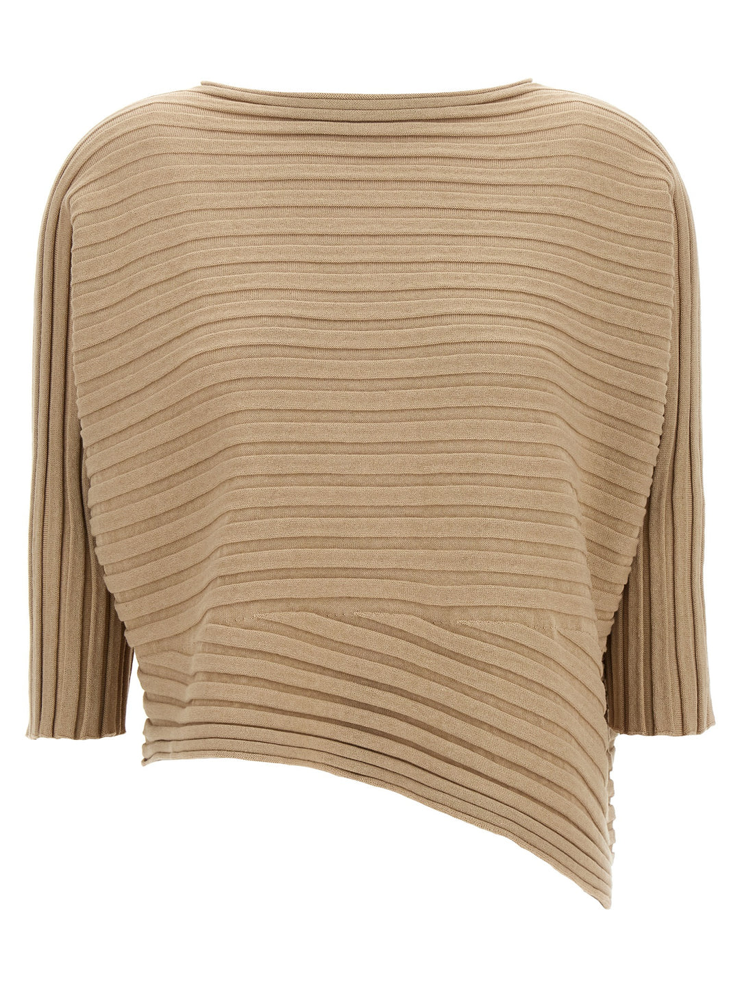Issey Miyake Cotton Cashmere Knit Top - Beige | 4f2b6796d575dd130a55c68404862f480e00d853