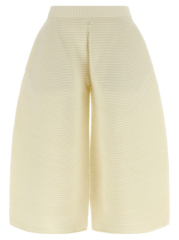 Corrugated Knit Pantaloni Bianco