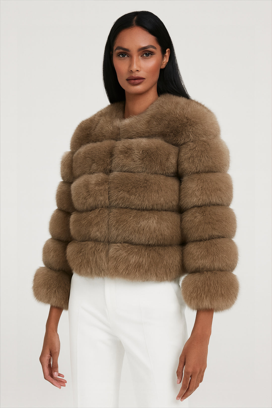 Giacca Rouge Kaki in Pelliccia di Volpe