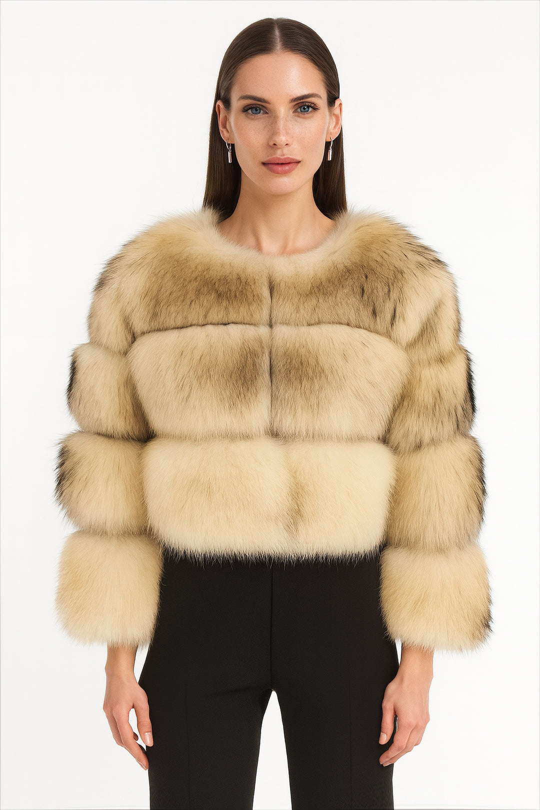 Giacca Raton Bianca in Pelliccia di Procione