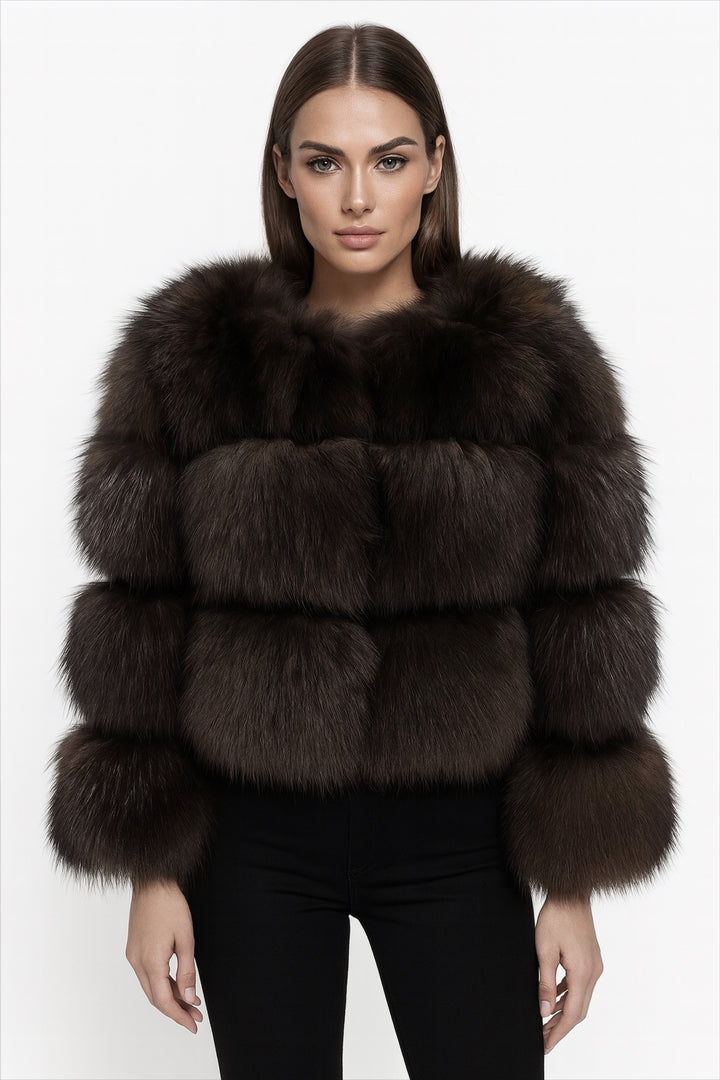 Giacca Raton Grigia in Pelliccia di Procione